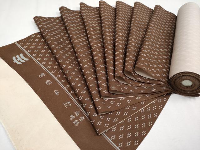 平和屋本店●　竺仙　小紋　反物　着尺　幾何学文様　焦茶色地　逸品　CYAA4270s6