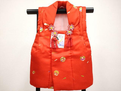 平和屋本店[]極上　七五三　女の子　3歳　祝着・襦袢・被布・草履・小物セット　鞠　扇子　金彩　逸品　新品　CYAA4275s6