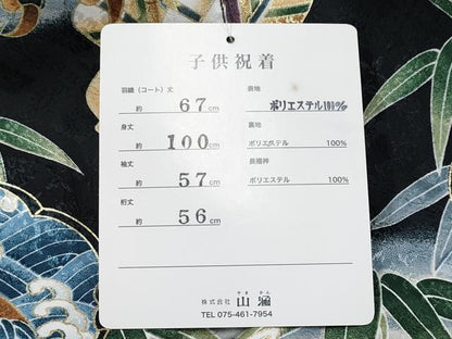 平和屋本店■極上　七五三　男の子　3歳　祝着・襦袢・羽織・行灯袴・草履・小物セット　鷹　兜　金彩　洗える着物　逸品　新品 CYAA4276s6