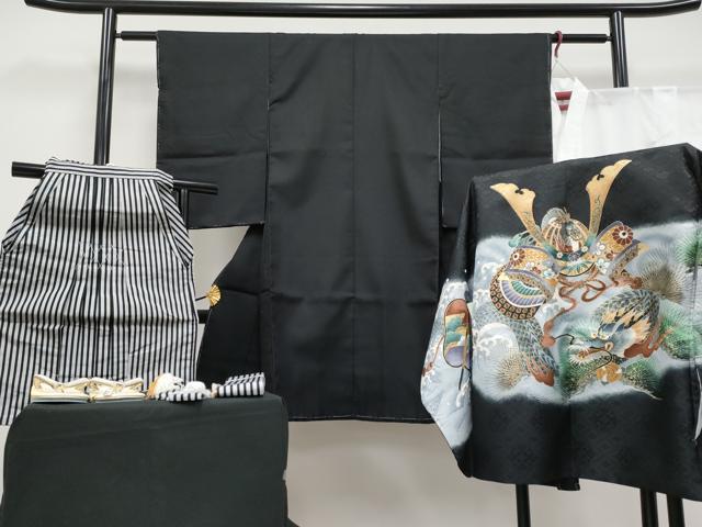 平和屋本店■極上　七五三　男の子　3歳　祝着・襦袢・羽織・行灯袴・草履・小物セット　兜　龍　金彩　洗える着物　逸品　新品 CYAA4277s6