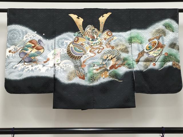 平和屋本店■極上　七五三　男の子　3歳　祝着・襦袢・羽織・行灯袴・草履・小物セット　兜　龍　金彩　洗える着物　逸品　新品 CYAA4277s6