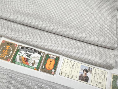 平和屋本店●極上　本塩沢　やまだ織　花織　格子柄　原沢キヨ作　紫水晶色地　証紙付き　逸品　CYAA5043s6