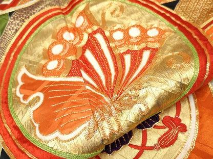 平和屋本店●極上 振袖 駒刺繍 吉祥花蝶丸文 黒地 金彩 逸品 CYAA4280s6