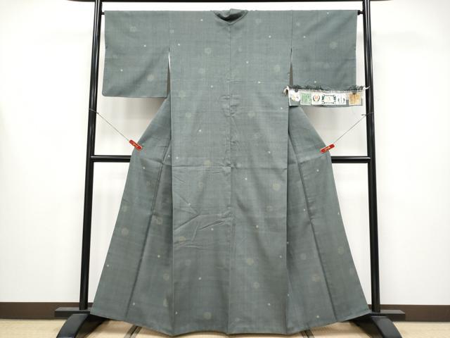 平和屋本店●極上 本場結城紬 重要無形文化財 80亀甲 水玉 飛び亀甲柄 豆がら茶色地 証紙付き 逸品 CYAA4287s6