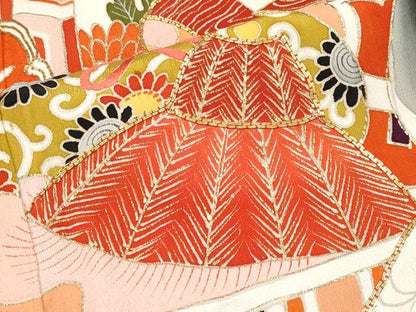 平和屋本店●極上 アンティーク 大正ロマン 振袖 駒刺繍 宝船飛鶴花文 金彩 逸品 CYAA4290s6