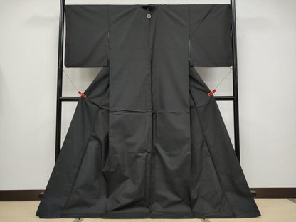 平和屋着物●極上　本場縞大島紬　色無地　黒地　洒落紋　逸品　CYAA4291s6