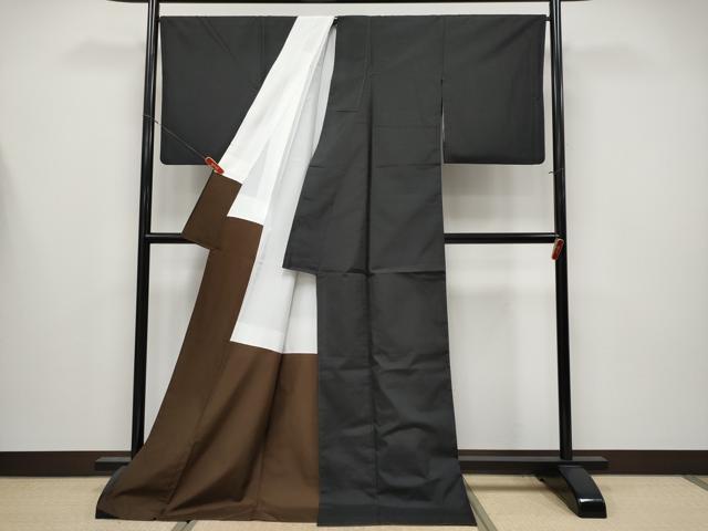 平和屋着物●極上　本場縞大島紬　色無地　黒地　洒落紋　逸品　CYAA4291s6