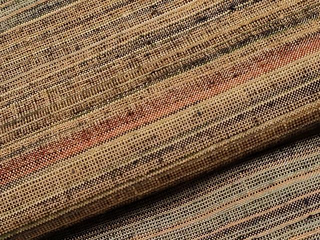 平和屋本店●極上　郡上紬　草木染　横段文　逸品　CYAA4292s6
