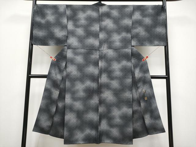 平和屋本店●極上　男性　キモノデザイナー　斉藤上太郎　お召　菱吉祥文　暈し染め　やまと誂製　逸品　CYAA4293s6