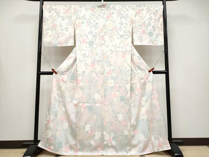 平和屋着物●極上　小紋　地紋起こし　枝花文　たたき染め　逸品　未使用　CYAA4296s6