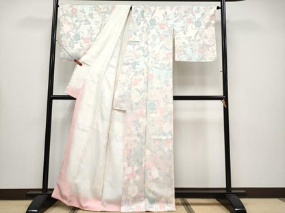 平和屋着物●極上　小紋　地紋起こし　枝花文　たたき染め　逸品　未使用　CYAA4296s6