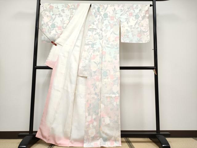 平和屋着物●極上　小紋　地紋起こし　枝花文　たたき染め　逸品　未使用　CYAA4296s6