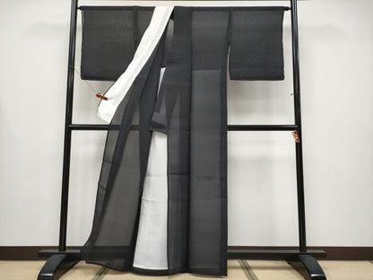 平和屋本店＊希少　夏物　首里上布　琉球本場織物　黒地　証紙付き　逸品　未使用　CYAA5091s6