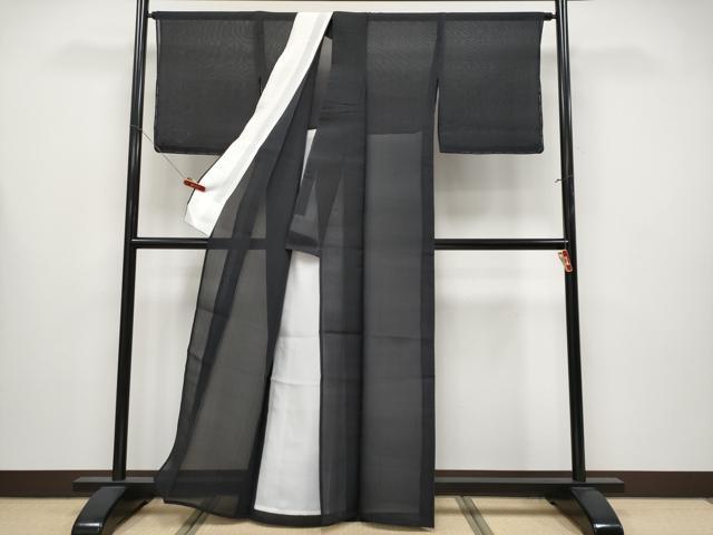 平和屋本店＊希少　夏物　首里上布　琉球本場織物　黒地　証紙付き　逸品　未使用　CYAA5091s6