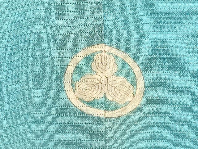 平和屋本店＊極上　夏物　アンティーク　大正ロマン　振袖　駒刺繍　絽縮緬　雲取り花丸文　白群色地　逸品　CYAA4300s6