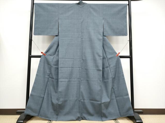 平和屋本店●極上　本場結城紬　重要無形文化財　色無地　錆鉄御納戸色　証紙付き　伊勢丹扱い　逸品　未使用　CYAA4313s6