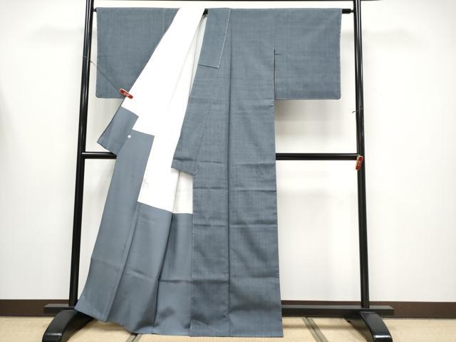 平和屋本店●極上　本場結城紬　重要無形文化財　色無地　錆鉄御納戸色　証紙付き　伊勢丹扱い　逸品　未使用　CYAA4313s6