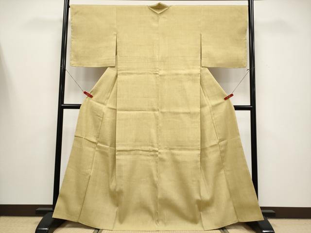 平和屋本店●極上　本場結城紬　重要無形文化財　色無地　木蘭色　奥順謹製　証紙付き　逸品　未使用　CYAA4314s6