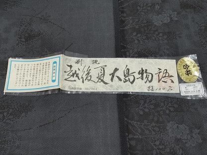 平和屋着物＊極上 夏物 越後夏大島物語 伝統工芸士白川貞夫 十日町白新染織謹製 9マルキ 枝花文 さが美扱い 証紙付 逸品 未使用 CYAA4315s6