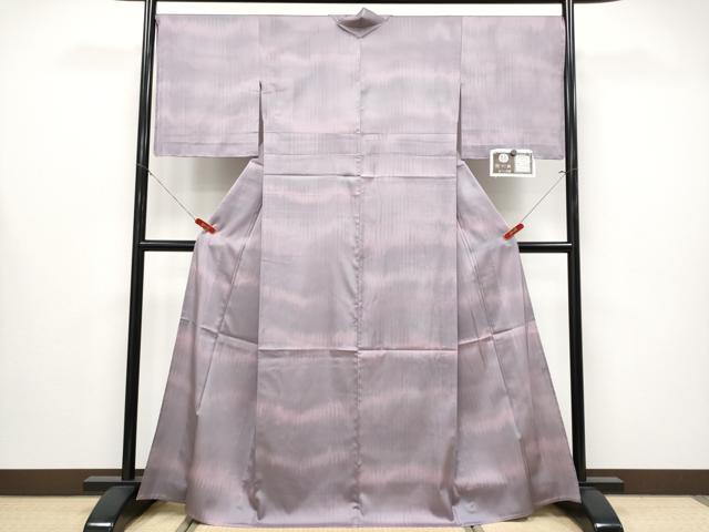 平和屋着物▽極上 能州織 絲芸苑謹製 紬 単衣 ホウオウ 灰紫色 証紙付き 逸品 未使用 CYAA4316s6