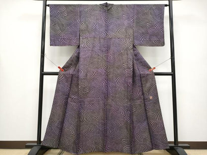 平和屋本店▽最高級　二代目　久保田一竹　幻の辻が花　小紋　単衣　流線文　暈し染め　金銀通し地　京都きもの友禅扱い　逸品　CYAA4321s6