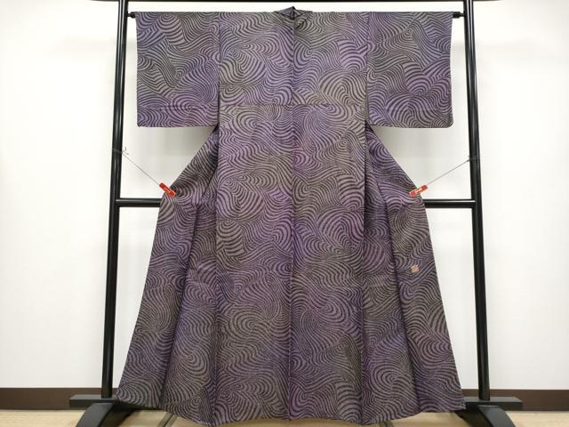 平和屋本店▽最高級　二代目　久保田一竹　幻の辻が花　小紋　単衣　流線文　暈し染め　金銀通し地　京都きもの友禅扱い　逸品　CYAA4321s6