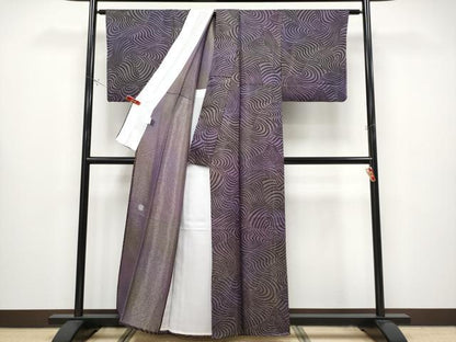 平和屋本店▽最高級　二代目　久保田一竹　幻の辻が花　小紋　単衣　流線文　暈し染め　金銀通し地　京都きもの友禅扱い　逸品　CYAA4321s6
