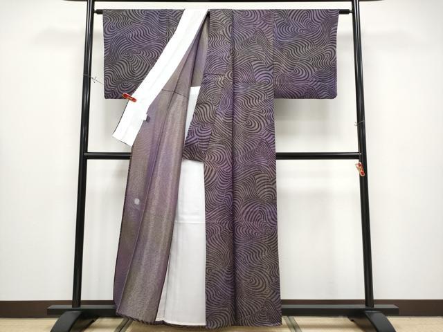平和屋本店▽最高級　二代目　久保田一竹　幻の辻が花　小紋　単衣　流線文　暈し染め　金銀通し地　京都きもの友禅扱い　逸品　CYAA4321s6