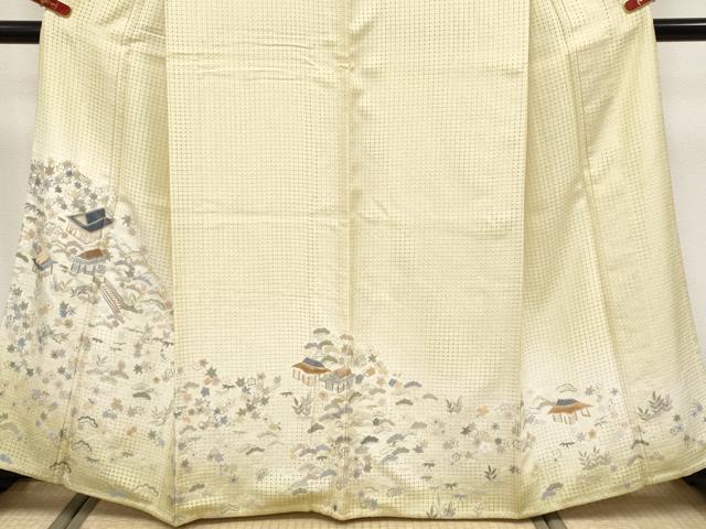 平和屋本店●極上 中国三大刺繍 スワトウ相良刺繍 総刺繍 訪問着 風景文 金糸 砥粉色地 逸品 未使用 CYAA4322s6