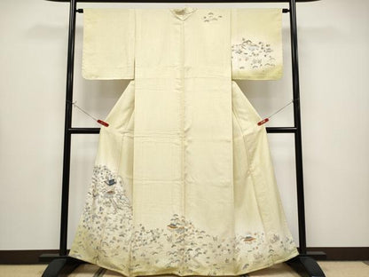 平和屋本店●極上 中国三大刺繍 スワトウ相良刺繍 総刺繍 訪問着 風景文 金糸 砥粉色地 逸品 未使用 CYAA4322s6