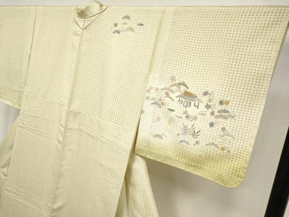 平和屋本店●極上 中国三大刺繍 スワトウ相良刺繍 総刺繍 訪問着 風景文 金糸 砥粉色地 逸品 未使用 CYAA4322s6