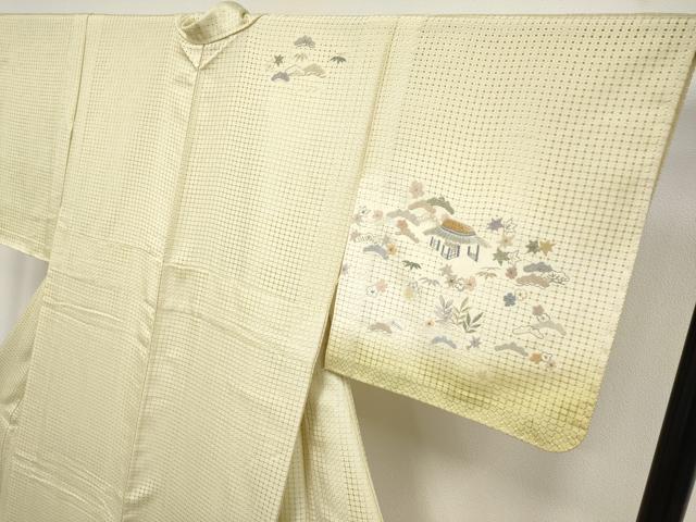 平和屋本店●極上 中国三大刺繍 スワトウ相良刺繍 総刺繍 訪問着 風景文 金糸 砥粉色地 逸品 未使用 CYAA4322s6