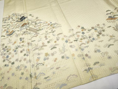平和屋本店●極上 中国三大刺繍 スワトウ相良刺繍 総刺繍 訪問着 風景文 金糸 砥粉色地 逸品 未使用 CYAA4322s6