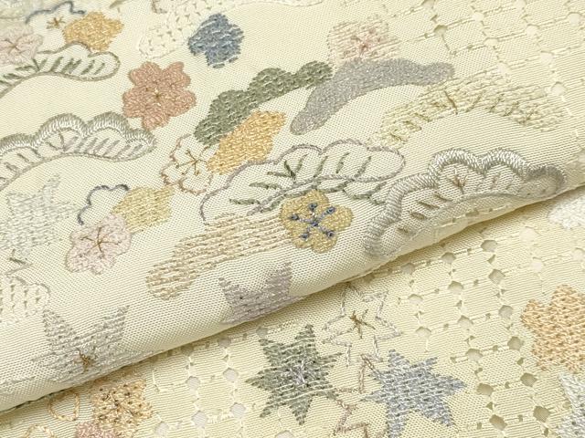 平和屋本店●極上 中国三大刺繍 スワトウ相良刺繍 総刺繍 訪問着 風景文 金糸 砥粉色地 逸品 未使用 CYAA4322s6