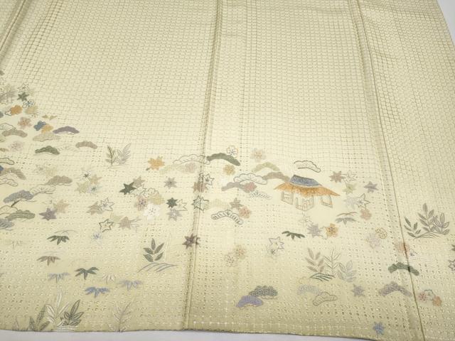 平和屋本店●極上 中国三大刺繍 スワトウ相良刺繍 総刺繍 訪問着 風景文 金糸 砥粉色地 逸品 未使用 CYAA4322s6