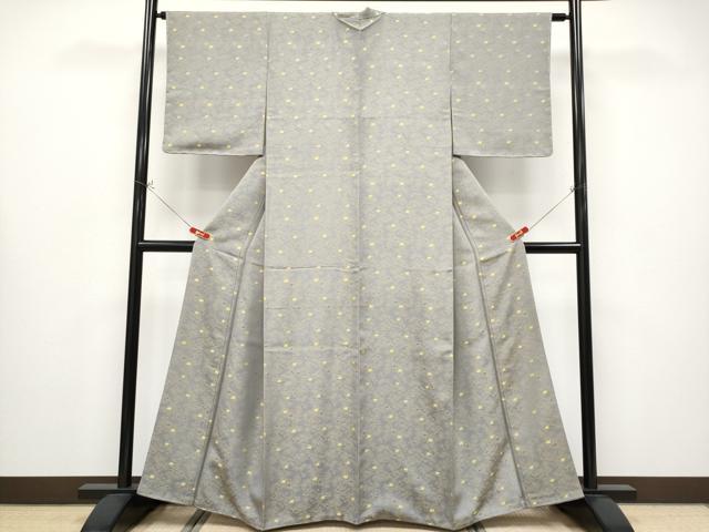 平和屋着物●極上　お召　黄金糸　千鳥　源氏鼠色地　逸品　未使用　CYAA4324s6