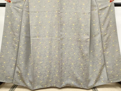 平和屋着物●極上　お召　黄金糸　千鳥　源氏鼠色地　逸品　未使用　CYAA4324s6