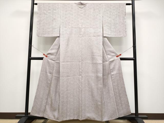 平和屋着物●極上　名門　藤娘きぬたや・総絞り　杢目絞り　小紋　梅鼠色地　逸品　CYAA4327s6