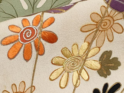 平和屋着物●極上　アンティーク　大正ロマン　振袖　駒刺繍　御所車枝花文　金彩　逸品　CYAA4332s6