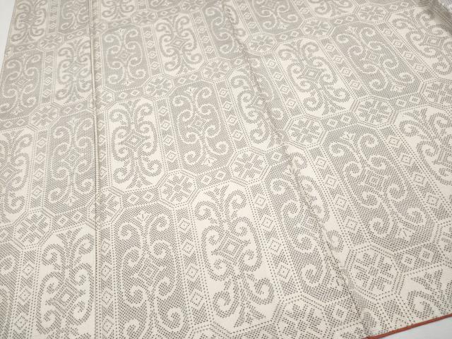 平和屋着物●極上　本場大島紬　白大島　7マルキ　唐草天井文　逸品　未使用　CYAA4333s6