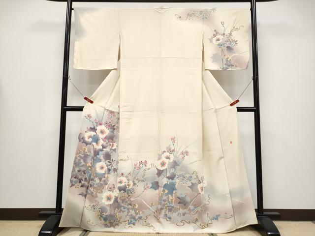 平和屋本店●極上 本加賀友禅作家 村田幸司 訪問着 草花文 暈し染め 蜂蜜色地 逸品 未使用 CYAA4337s6