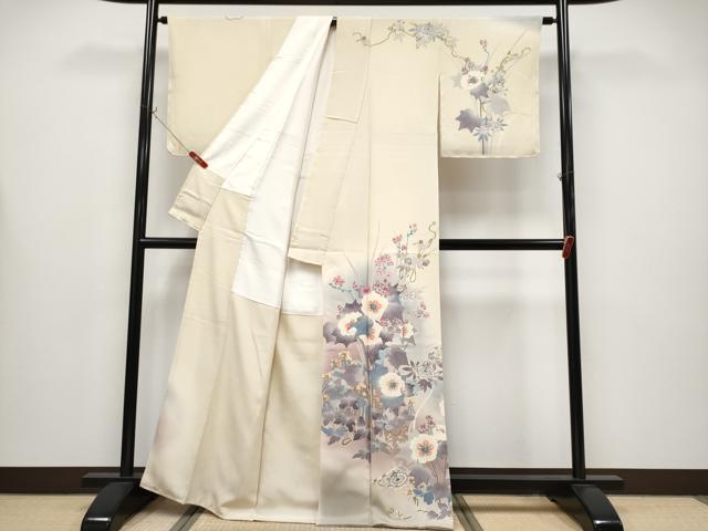 平和屋本店●極上 本加賀友禅作家 村田幸司 訪問着 草花文 暈し染め 蜂蜜色地 逸品 未使用 CYAA4337s6