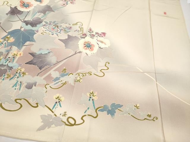 平和屋本店●極上 本加賀友禅作家 村田幸司 訪問着 草花文 暈し染め 蜂蜜色地 逸品 未使用 CYAA4337s6