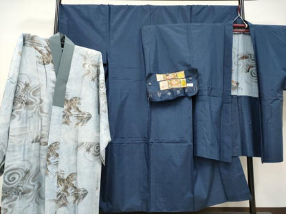 平和屋着物●極上　男性　本場大島紬　アンサンブル・長襦袢セット　証紙付き　逸品　CYAA4338s6