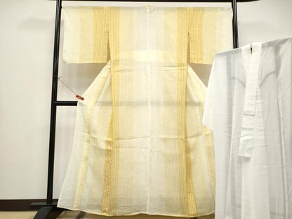 平和屋本店＊極上　夏物　本場小千谷ちぢみ・長襦袢セット　縞　麻　やまと誂製　逸品　CYAA4339s6