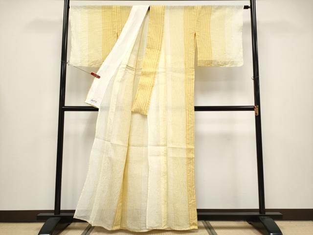 平和屋本店＊極上　夏物　本場小千谷ちぢみ・長襦袢セット　縞　麻　やまと誂製　逸品　CYAA4339s6