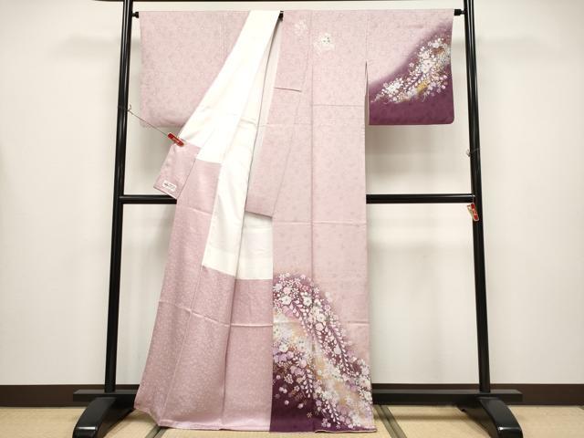 平和屋着物●極上 越後十日町の一流染匠 桐屋・翠山工房 訪問着・長襦袢・帯揚げセット 螺鈿 辻が花 暈し染 金銀彩 薄桜色 逸品 CYAA4340s6