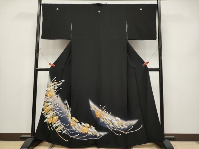 平和屋着物●極上　黒留袖　駒刺繍　乱菊　暈し染め　金銀彩　逸品　CYAA4341s6