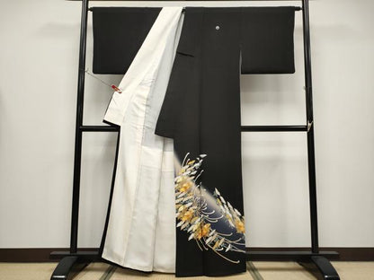 平和屋着物●極上　黒留袖　駒刺繍　乱菊　暈し染め　金銀彩　逸品　CYAA4341s6