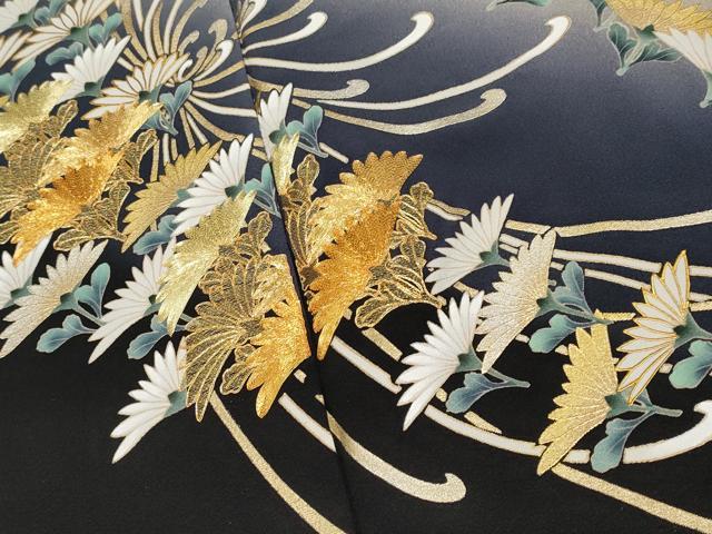 平和屋着物●極上　黒留袖　駒刺繍　乱菊　暈し染め　金銀彩　逸品　CYAA4341s6